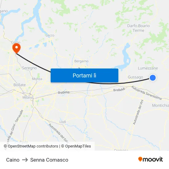 Caino to Senna Comasco map