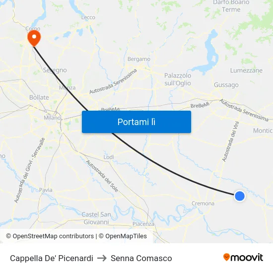 Cappella De' Picenardi to Senna Comasco map