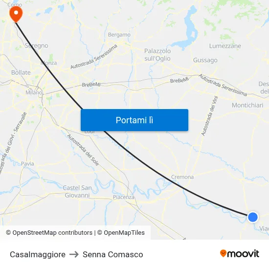 Casalmaggiore to Senna Comasco map