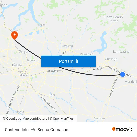 Castenedolo to Senna Comasco map