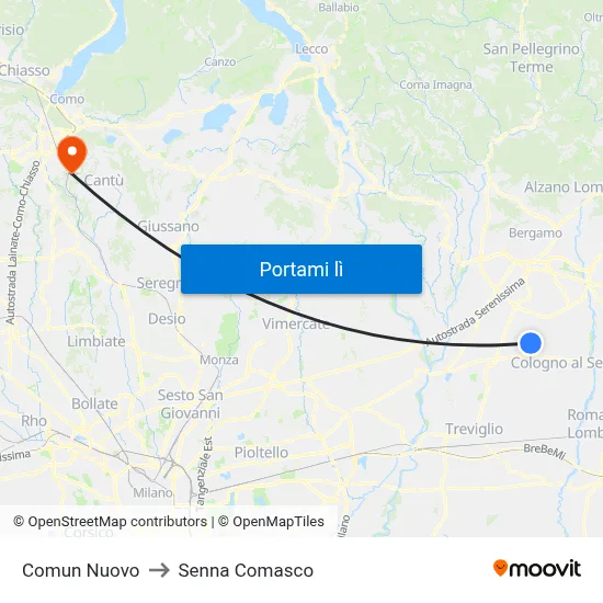 Comun Nuovo to Senna Comasco map