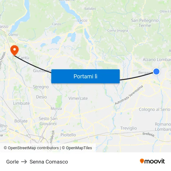 Gorle to Senna Comasco map