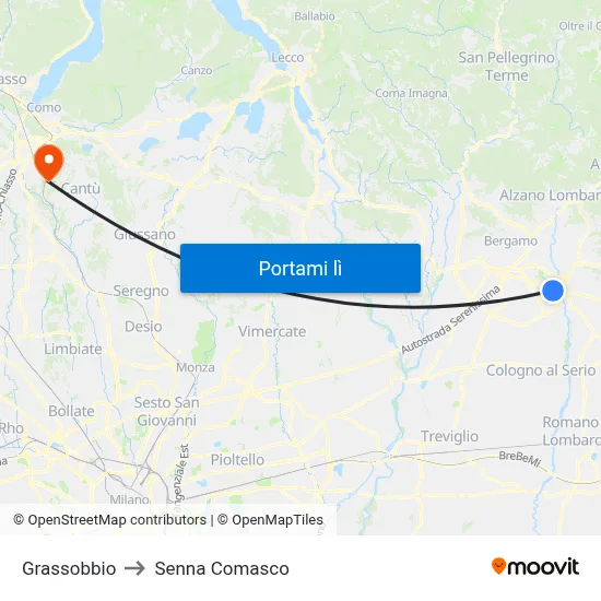 Grassobbio to Senna Comasco map