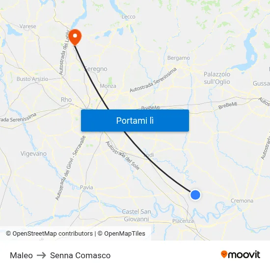 Maleo to Senna Comasco map