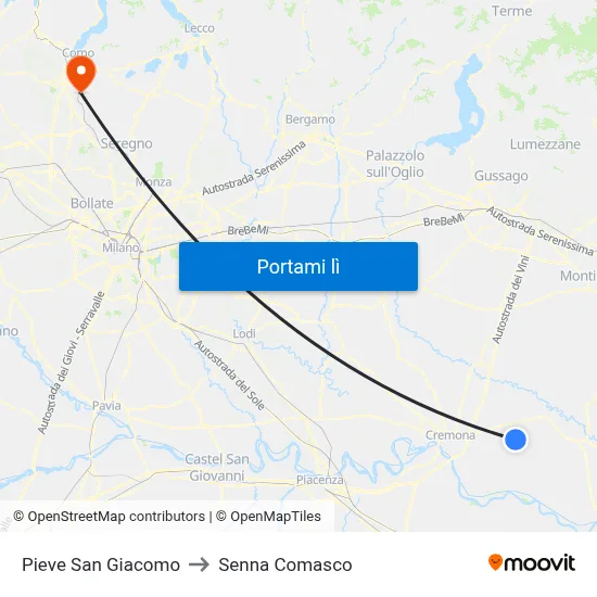 Pieve San Giacomo to Senna Comasco map