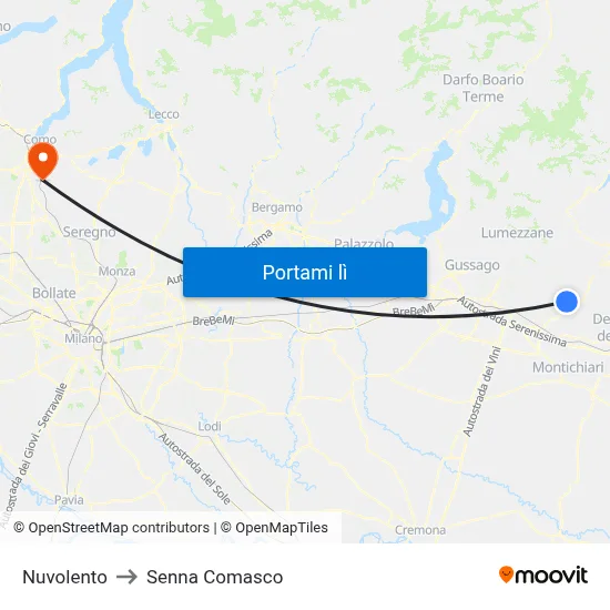Nuvolento to Senna Comasco map