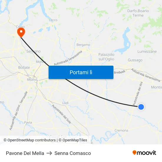 Pavone Del Mella to Senna Comasco map