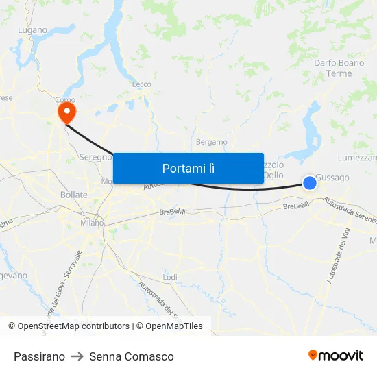 Passirano to Senna Comasco map