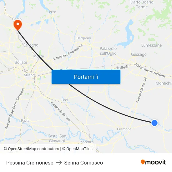 Pessina Cremonese to Senna Comasco map