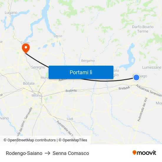Rodengo-Saiano to Senna Comasco map