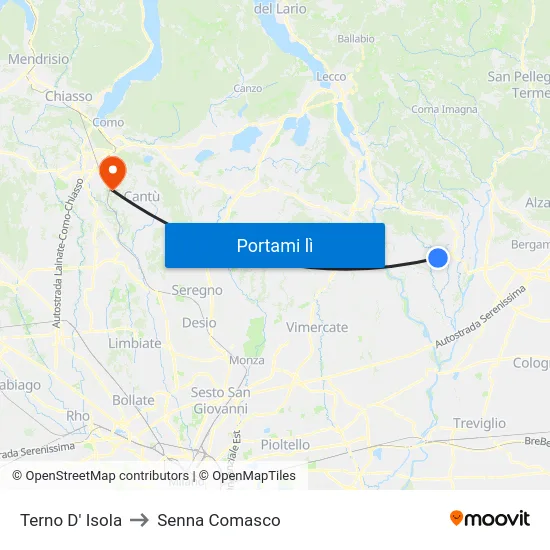 Terno D' Isola to Senna Comasco map