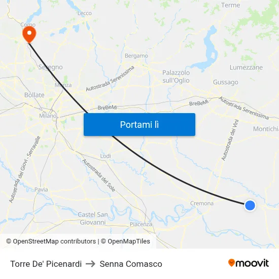 Torre De' Picenardi to Senna Comasco map