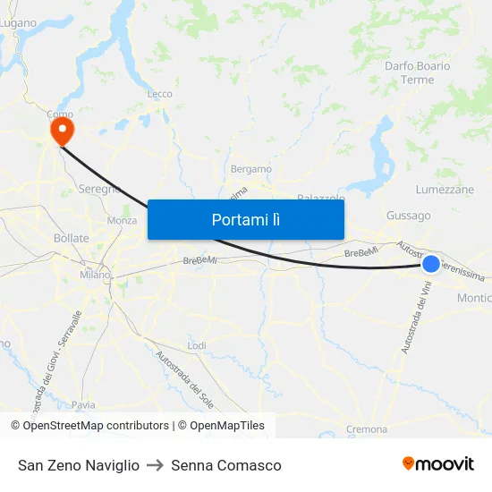 San Zeno Naviglio to Senna Comasco map