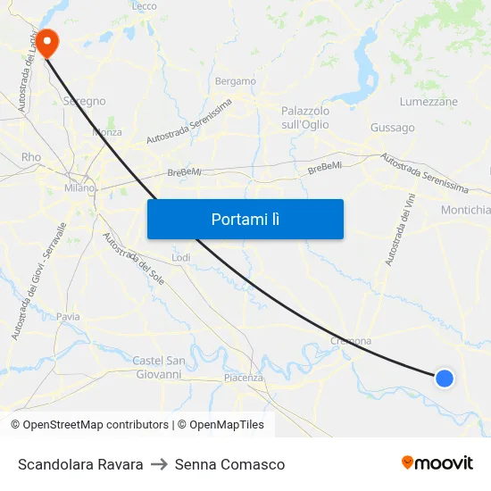 Scandolara Ravara to Senna Comasco map