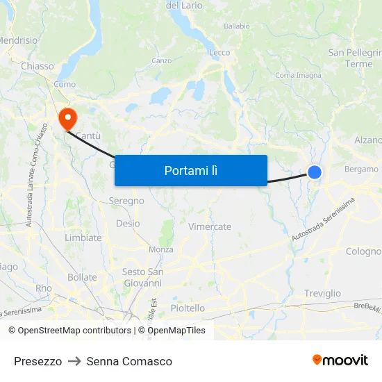 Presezzo to Senna Comasco map