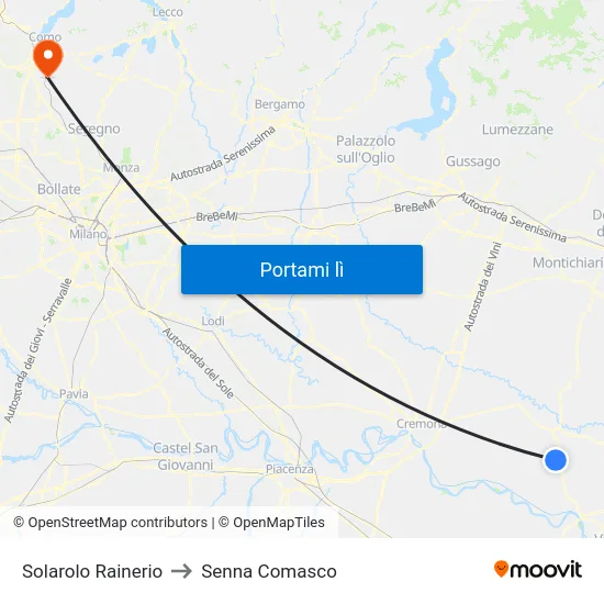 Solarolo Rainerio to Senna Comasco map