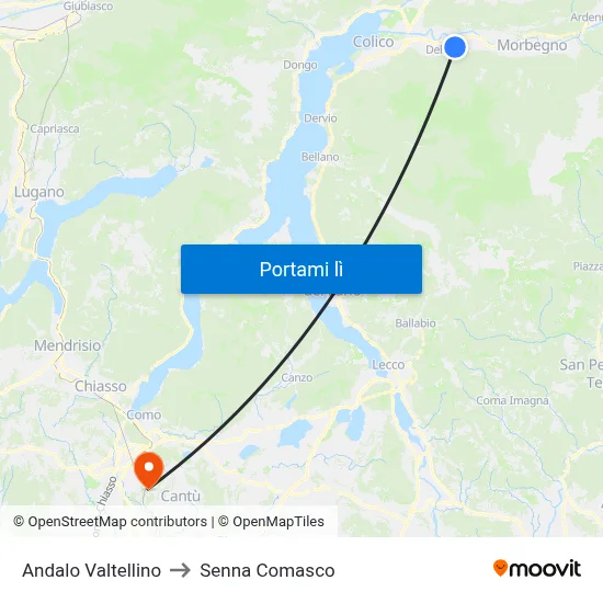 Andalo Valtellino to Senna Comasco map