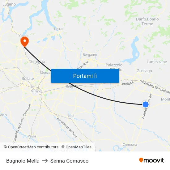 Bagnolo Mella to Senna Comasco map