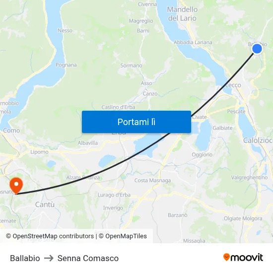 Ballabio to Senna Comasco map