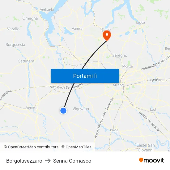 Borgolavezzaro to Senna Comasco map