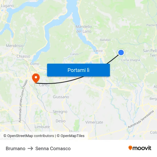 Brumano to Senna Comasco map