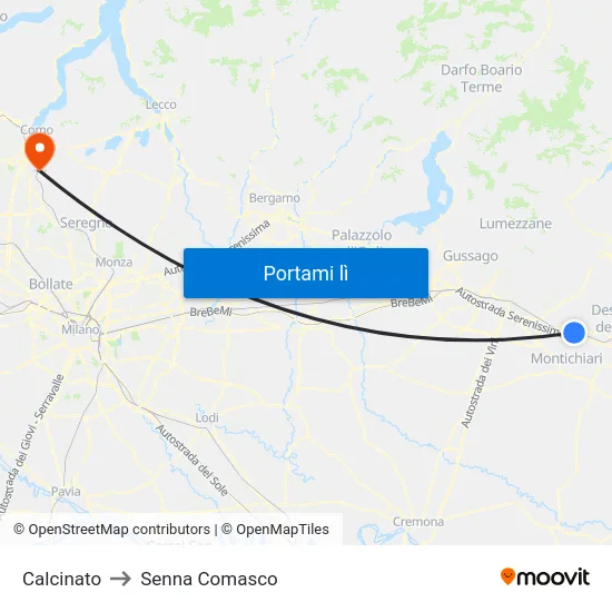 Calcinato to Senna Comasco map