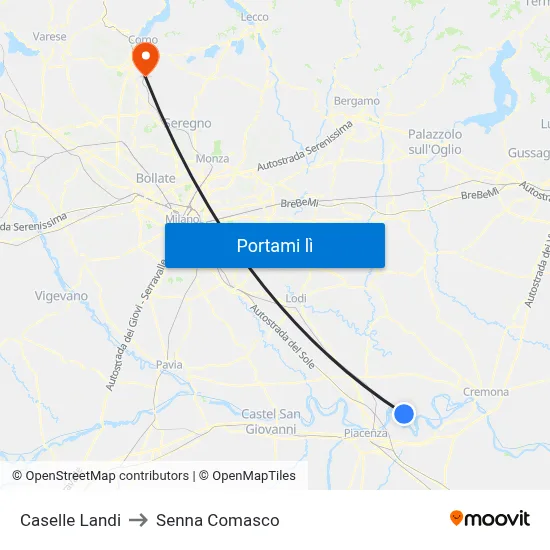 Caselle Landi to Senna Comasco map