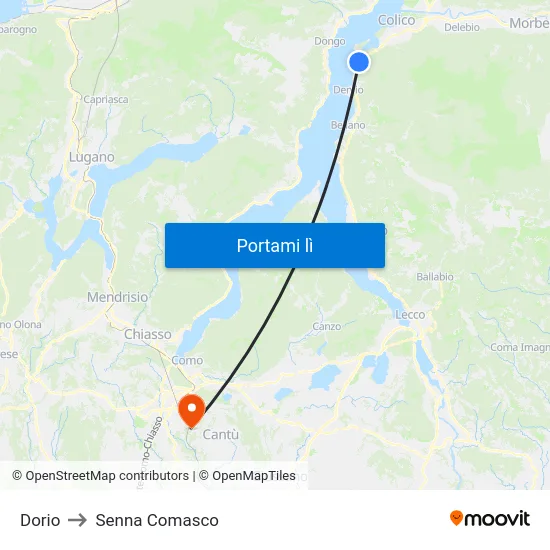 Dorio to Senna Comasco map