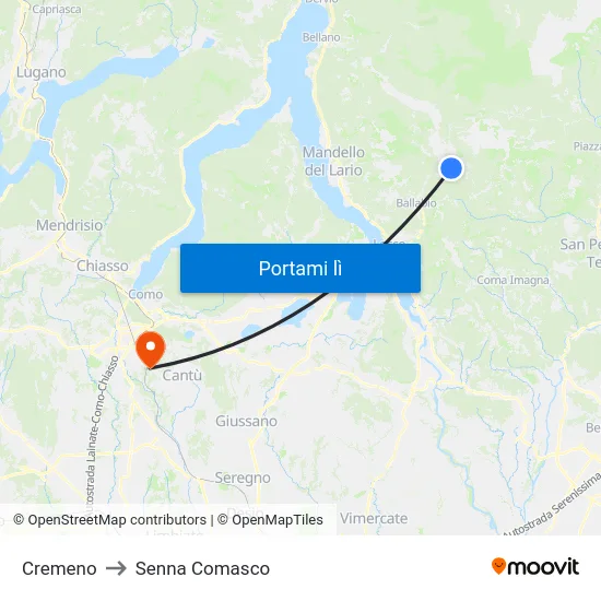 Cremeno to Senna Comasco map
