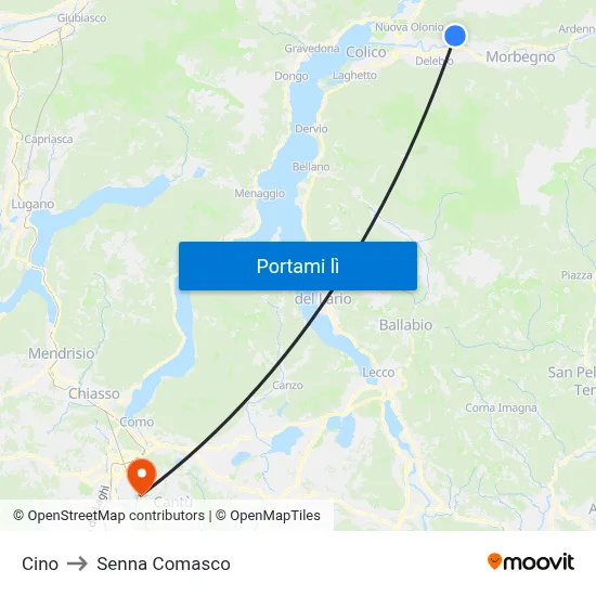 Cino to Senna Comasco map