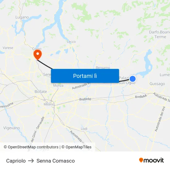 Capriolo to Senna Comasco map