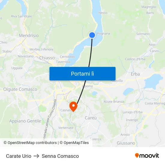 Carate Urio to Senna Comasco map