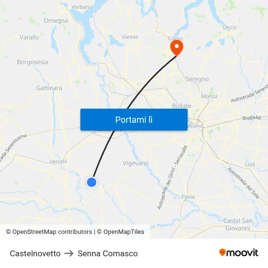 Castelnovetto to Senna Comasco map