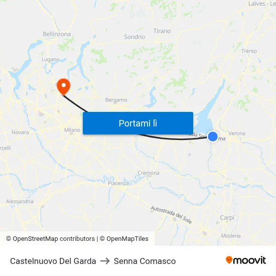 Castelnuovo Del Garda to Senna Comasco map