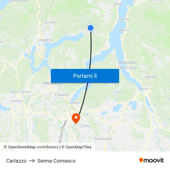 Carlazzo to Senna Comasco map
