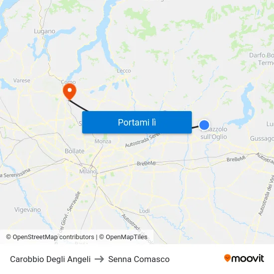 Carobbio Degli Angeli to Senna Comasco map