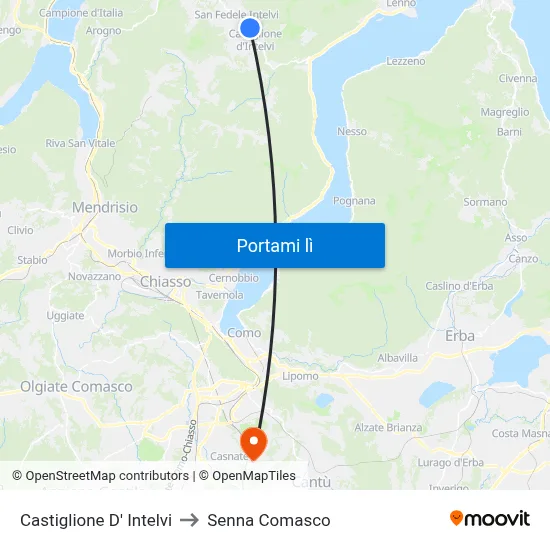 Castiglione D' Intelvi to Senna Comasco map