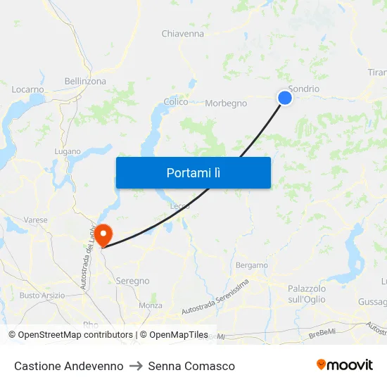 Castione Andevenno to Senna Comasco map