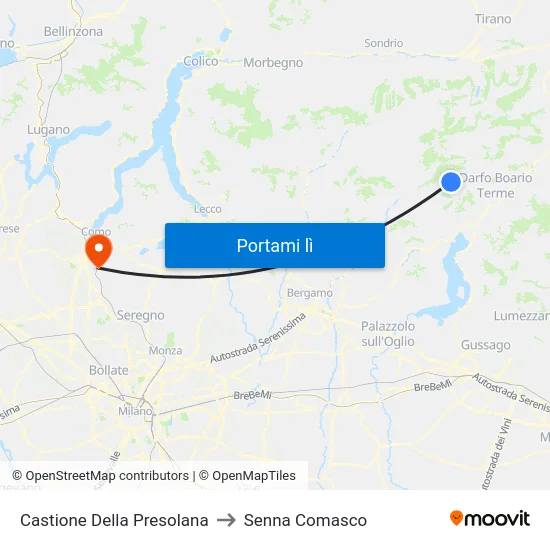 Castione Della Presolana to Senna Comasco map