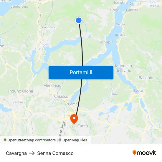 Cavargna to Senna Comasco map