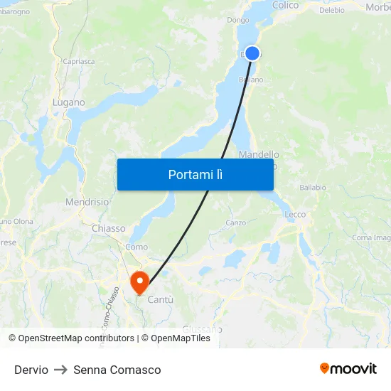 Dervio to Senna Comasco map