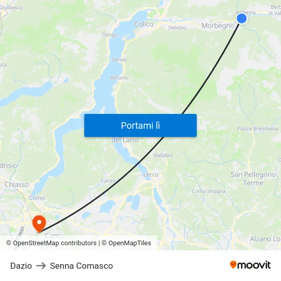 Dazio to Senna Comasco map