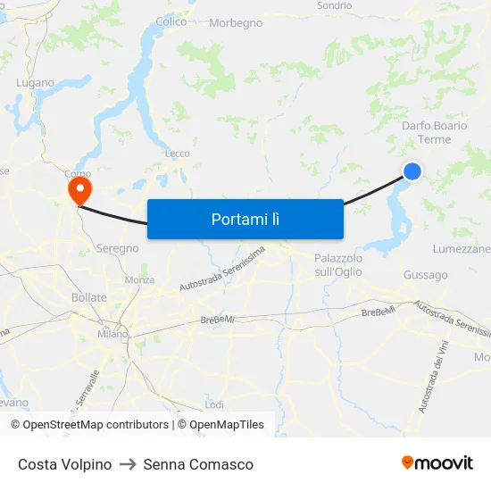 Costa Volpino to Senna Comasco map