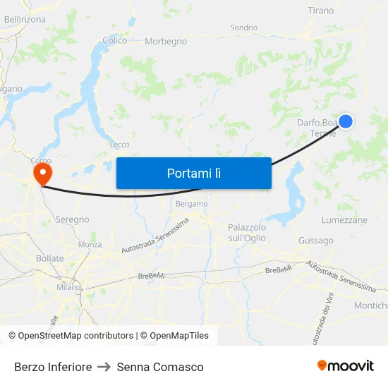 Berzo Inferiore to Senna Comasco map