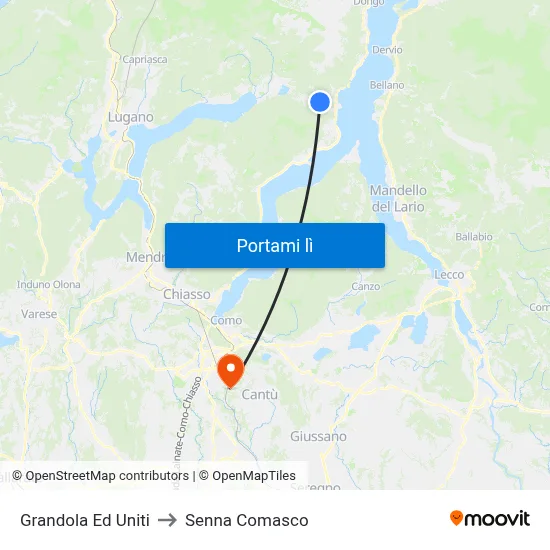 Grandola Ed Uniti to Senna Comasco map