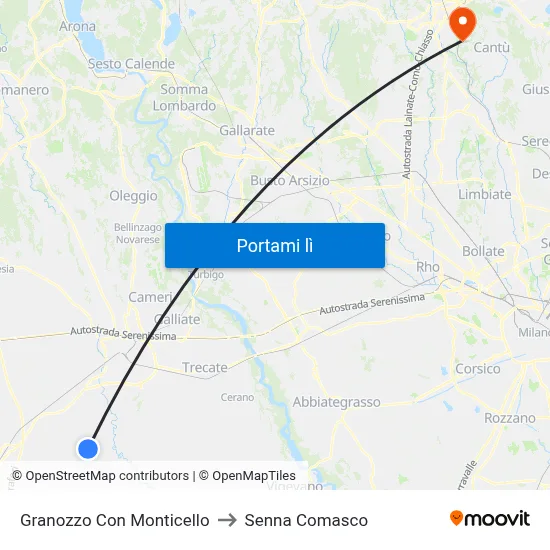 Granozzo Con Monticello to Senna Comasco map