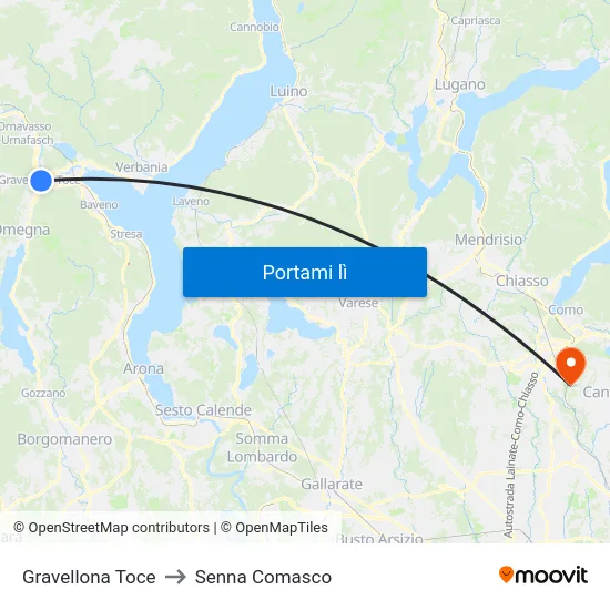 Gravellona Toce to Senna Comasco map