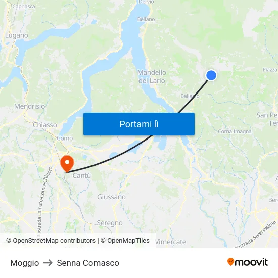 Moggio to Senna Comasco map