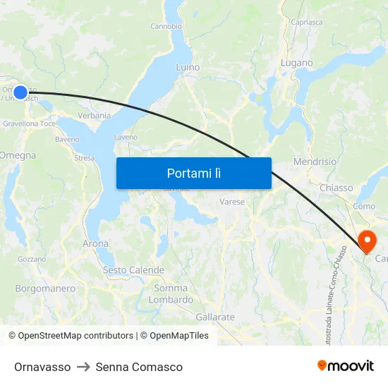 Ornavasso to Senna Comasco map