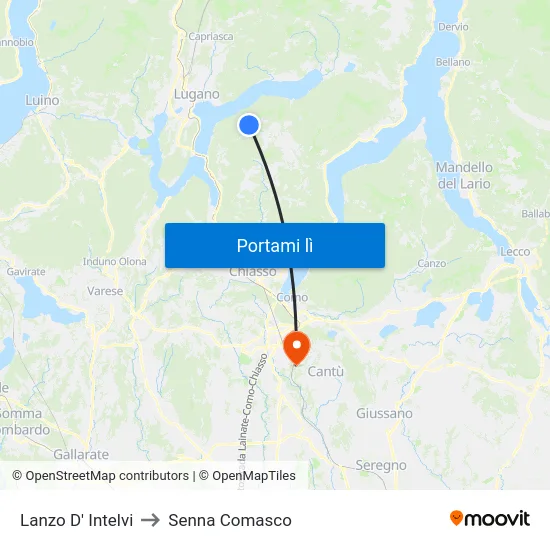 Lanzo D' Intelvi to Senna Comasco map